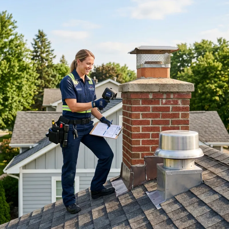 Technician inspecting a Deer Park roof cavity and ductwork for a dead bird